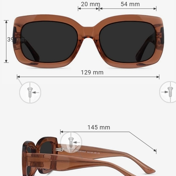 Rectangle Brown Clear Sunglasses - Picture 2 of 7